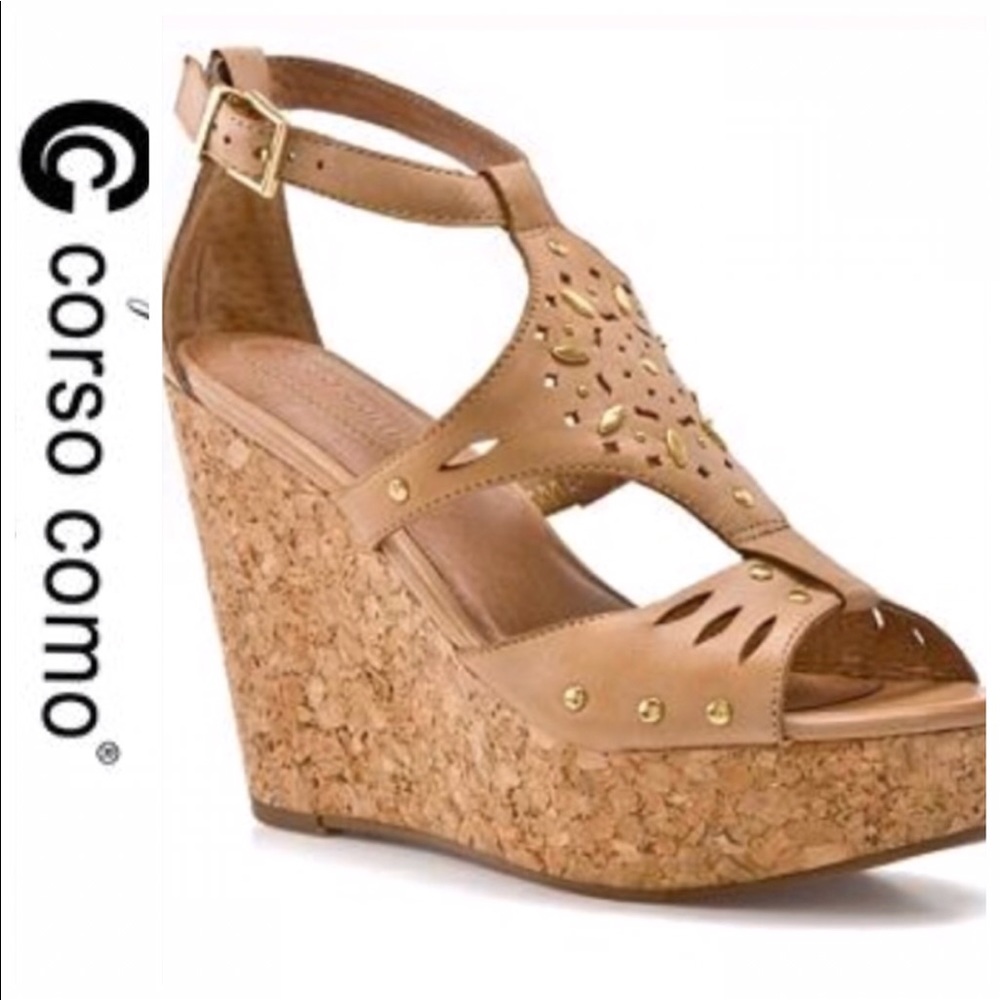 πSALEπ Corso Como Cork Wedge Sandals - Picture 1 of 8